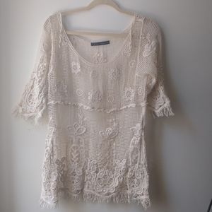 ZARA crochet lace swim cover up mini dress
